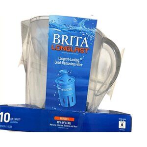 Brita Small 6 Cup Water Filter Pitcher, 1 BritaPlus Filter, Metro,- new